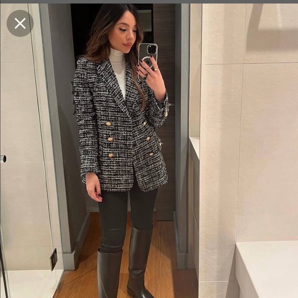NWT Zara double breasted textured weave jacket